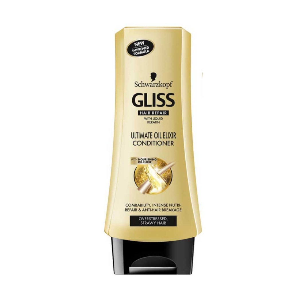 فراورده های حالت دهنده ،نرم کننده وتثبیت کننده آرایش مو (کرمها ، لوسیونها وروغنها) GLISS Ultimate Oil Elixir conditioner packaging 02