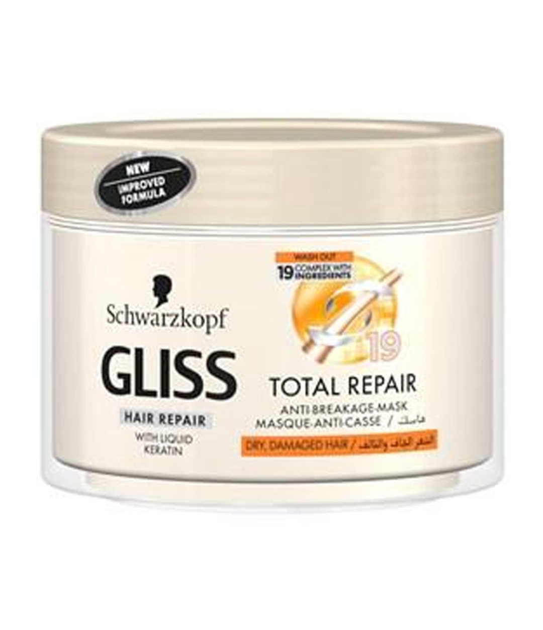 فراورده های حالت دهنده ،نرم کننده وتثبیت کننده آرایش مو (کرمها ، لوسیونها وروغنها) GLISS Total Repair Anti Hair Breakage Mask