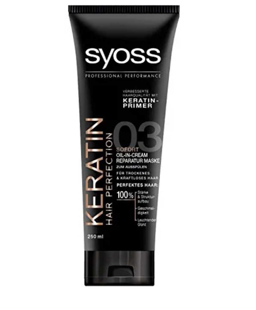 فراورده های حالت دهنده ،نرم کننده وتثبیت کننده آرایش مو (کرمها ، لوسیونها وروغنها) SYOSS Keratin hair perfection instant oil in cram remedy mask