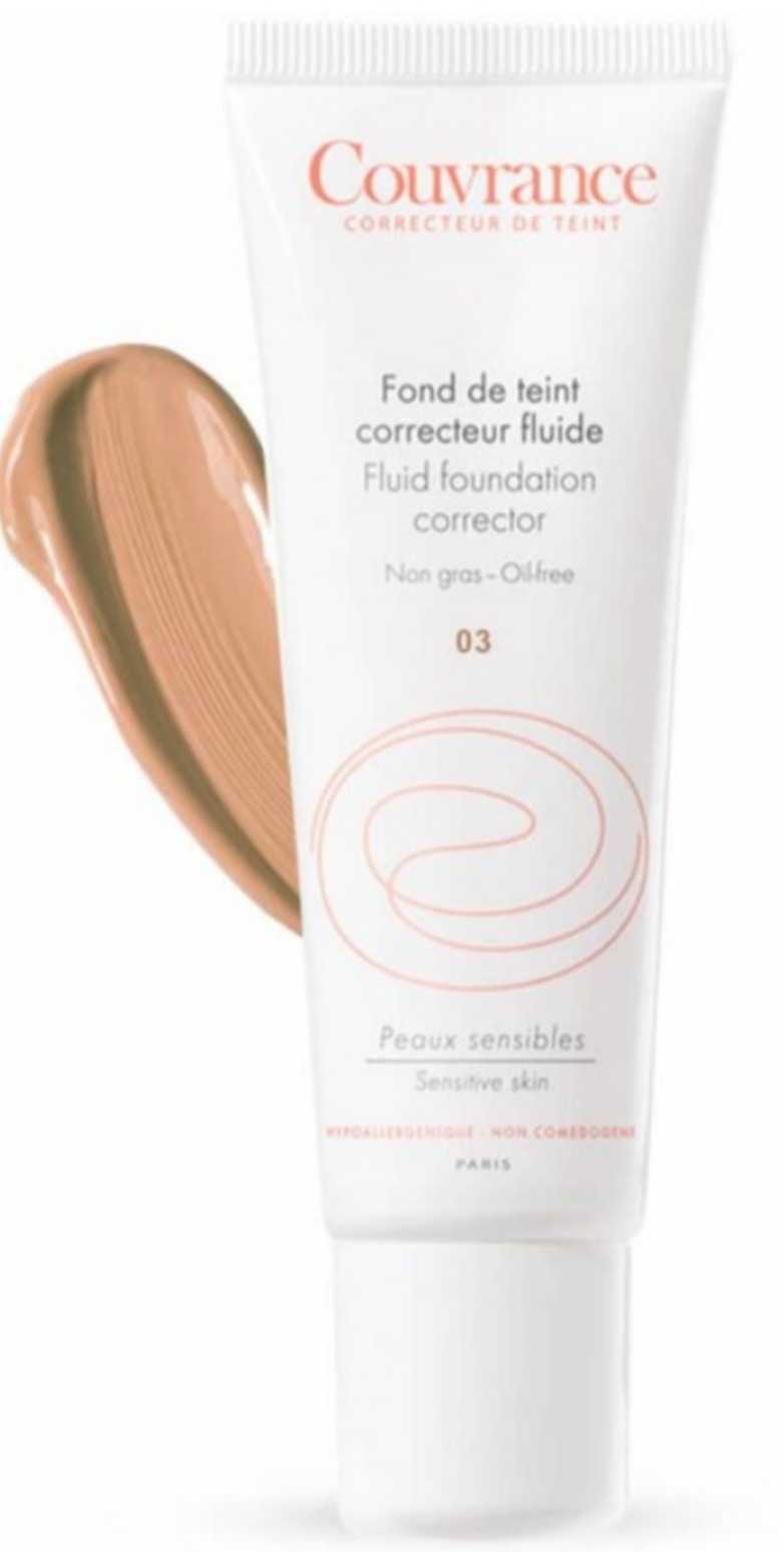کرم پودر وپایه های آرایشی AVENE Fluide Foundation Corrector for Sensitive Skin SPF 15 (Couvrance Fond de Teint Correcteur Fluide SPF 15) SOLEIL
