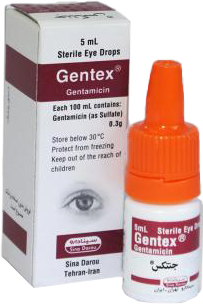جنتامایسین  3mg/1mL,5mL قطره محلول چشمی