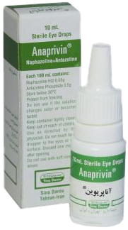 نفازولین/آنتازولین  0.05%/0.5%/1mL,10mL قطره محلول چشمی